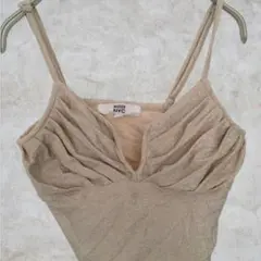 希少【XS】メタリック ギャザー キャミソール ゴールド Y2K　インポート古着