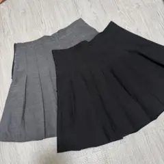 黒とグレーのプリーツミニスカート2点セットXLシーイン