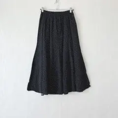 【earth/アース】 フレアロングスカート 総柄 ドット 水玉 薄手 柔らか