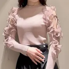 SNIDEL フリルスリーブニットプルオーバー