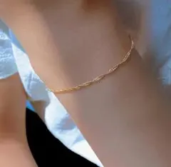 サージカルステンレス ブレスレット 人気★特殊デザインチェーン ゴールド 金アレ