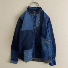 ポロラルフローレン パッチワーク デニムジャケット シャンブレー 綿 S