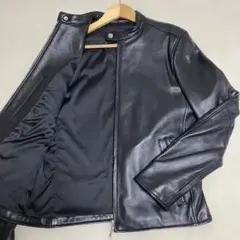 美品☆ナノユニバース ライダースジャケット ラムレザー シングル 羊革 ブラック