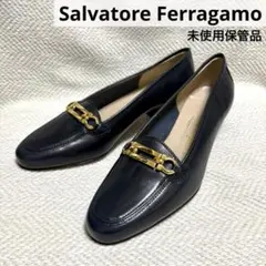 箱付 Salvatore Ferragamo ガンチーニ パンプス ネイビー