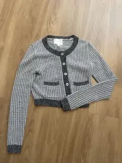 H&M クロップドカーディガン ホワイト・ブラック