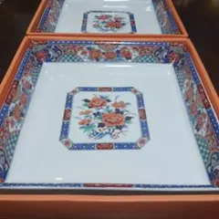有田焼　陶峰 牡丹柄 角皿 2枚セット26.5cm×26.5cm 銘々皿 和食器のサムネイル