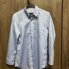 ユニクロスーパーノンアイロンジャージースリムシャツ(長袖、M、ブルー、41-81