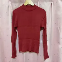 UNIQLO リブ モックネックT 長袖 ボルドー Sサイズ カットソー