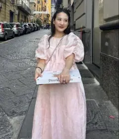 ANDRÉSD バブルスリーブジャガードドレス