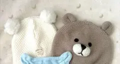 ベビー帽子 クマの顔デザイン 2点セット