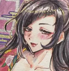 アナログ　イラスト　原画　色紙　オリジナルキャラクター　創作　一点物　水彩