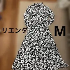 riendaリエンダ　ショートレイヤードOP シャツロングワンピース　花柄