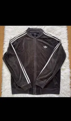 adidas ベロア　トラックジャケット　ブラウン　LL ゆるだぼのサムネイル