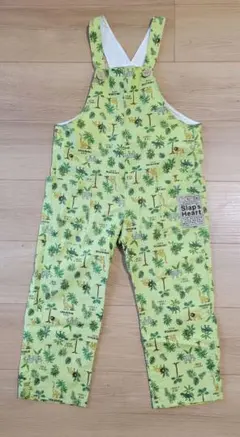 ​【極美品】120 サロペット 恐竜 アニマル柄 麻混 春夏 オーバーオール