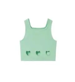 ZARA girls ハートリブタンクトップ グリーン150のサムネイル