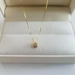 一粒CZネックレス Silver925 ベネチアンチェーン