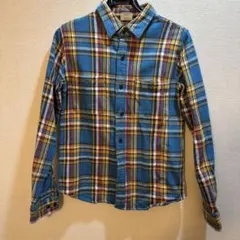 BROWNY フランネルシャツ Lサイズ 青系チェック