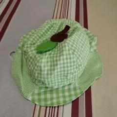 ミキハウス 緑のチェック ベビー帽子