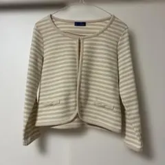 春　ストライプ ノーカラージャケット　ピンク×白　ボーダーのサムネイル