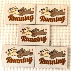 新品　ハンドメイドタグ　犬　Running　5枚　両面テープ付　1セットのみ