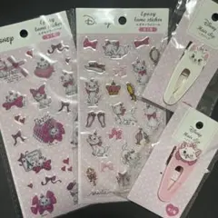 ❤︎Disney おしゃれキャット　マリー　シール　ヘアクリップ4点セット