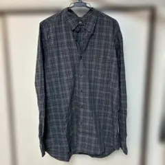 UNIQLO グレー系チェック 長袖 ブロードシャツ　XL
