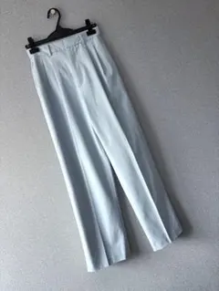 美品 UNIQLO ワイドタックパンツ S ブルー 丈長め