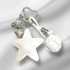 F じゃらじゃら キーホルダー 白 星 ハート シルバー バッグ チャーム