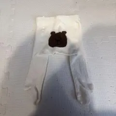 GAP クマ刺繍 ホワイト ベビータイツ