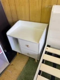(4230W2)*ホワイト ナイトテーブル 2引き出し付き