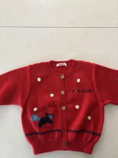 FAMILIAR 赤いニットカーディガン