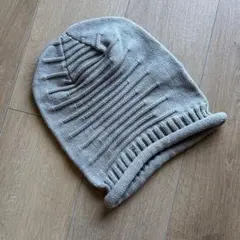 グレー ニット帽・ビーニー リブ編み