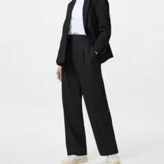 UNIQLO タックワイドパンツ　丈長め　Sサイズ　ブラック