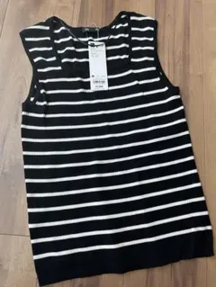 GU ノースリーブニット M ブラック/ホワイト