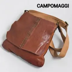 カンポマッジ ブラウンレザー 2way ラウンドバッグ ショルダー 