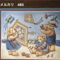 シャドーボックスプリント　デコパージュ　テディベア　凧あげ　4B5