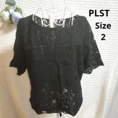 【かわいい☆PLST】黒　レース オシャレ　カットソー　サイズ2のサムネイル
