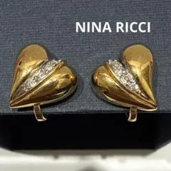 NINA RICCI ヴィンテージハート型 イヤリング　ビジュー