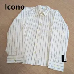 Icono ストライプ 長袖シャツ L