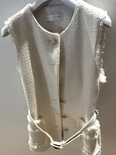ZARA ホワイト ツイード ベスト M