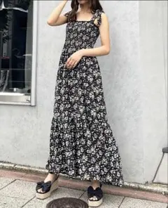 【美品】　INGNI イング　肩リボン　花柄　キャミワンピース