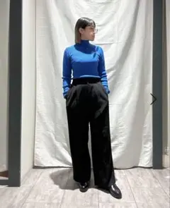 美品 LOWRYS FARM カラーニットタートル ハイネック ブルー