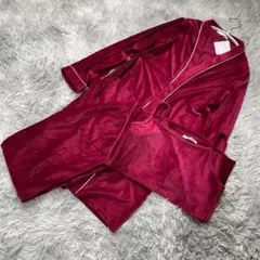 未使用品 エメフィール ベロアルームウェア 3点セット M ワインレッド ガウン