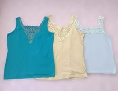 レース装飾 タンクトップ 3枚セット