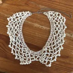 ホワイト パール装飾 つけ襟