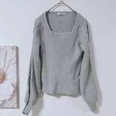 イング　INGNI リブ編み 長袖　ニット　カットソー　ロンT ブルーグレー　M