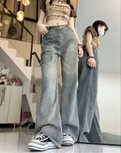 レディース　デニムパンツ ジーンズ　ブーツカット フレア　韓国 y2k