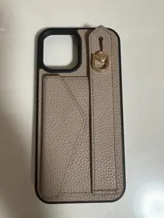 【iPhone12ProMaxケース】カードポケット付き/ベージュ/レザー