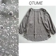 QTUME フラワープリント ブラウス