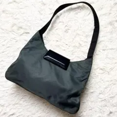 希少★PRADA アーカイブ ハーフムーン ワンショルダーバッグ カーキ Y2K